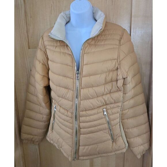 Reversible Womens Puffer Coat L Snobbish Collection Beige Cream cottagecore boho - Picture 2 of 8